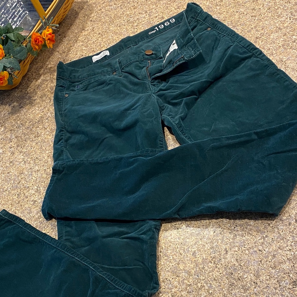 Gap Green Legging Jean Pants 29T Corduroy Holidays